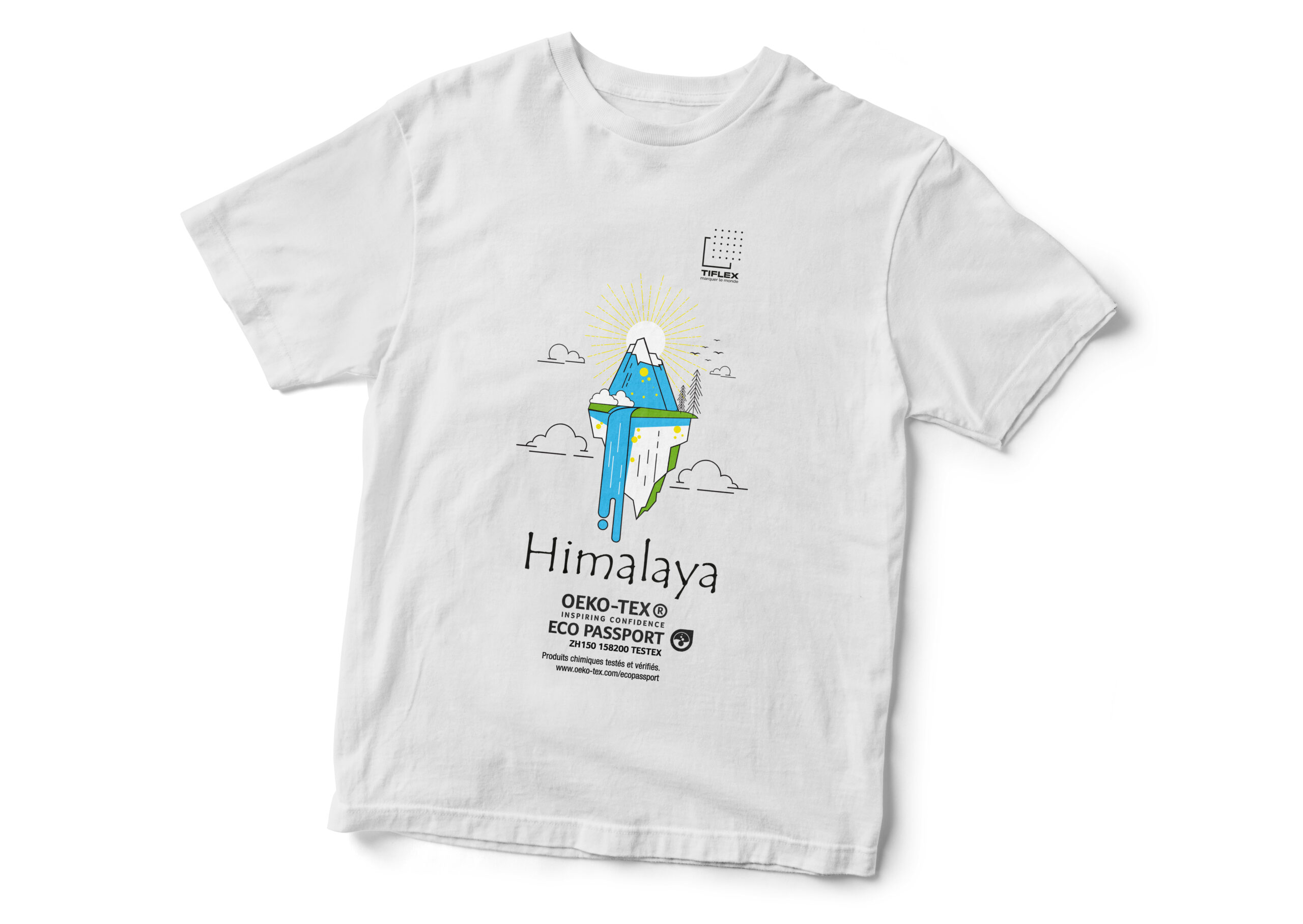 Himalaya - Print on white textile - Low cure plastisol ink