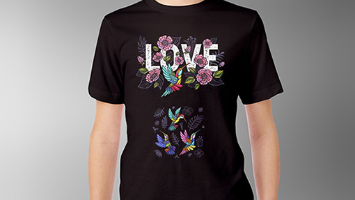 Encre à l’eau sur coton - T-shirt impression LOVE